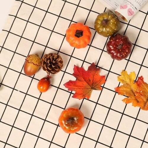 Halloween Decoration Artificial Pumpkins Gourds Maple Leaves Pine Cones Thanksgiving Fake Pumpkins Vegetables For Fall Garland