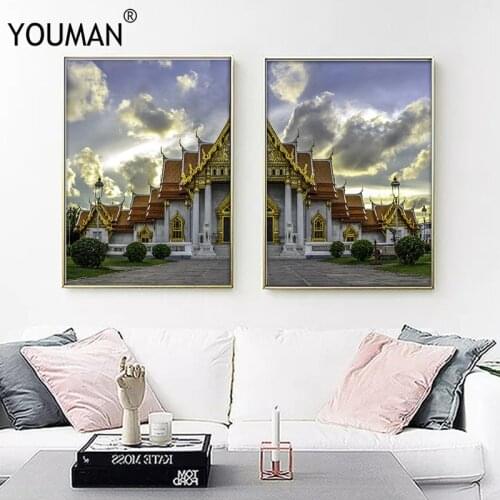 YOUMAN Southeast Asia Decoration Home Wallpapers Poster Landscape Art Wall Art Canvas Painting Boat Beach Canvas Printing Wall