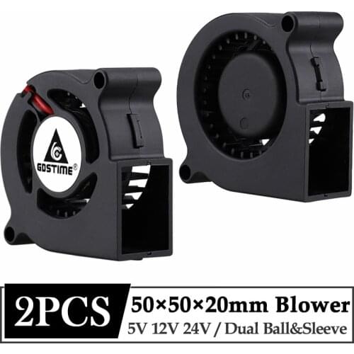 2 Pcs Gdstime 5020 Blower 24V 12V 5V Centrifugal Turbine Fan 50mm 2 Pin Cooling Cooler