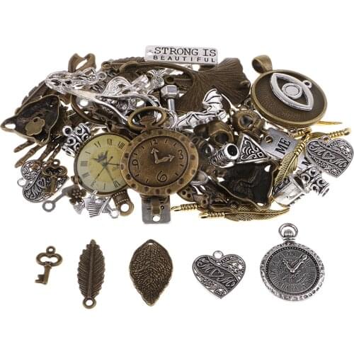 Jewellery Craft Design - 100 Grams - Antique Plated Punk Charms DIY Pendants