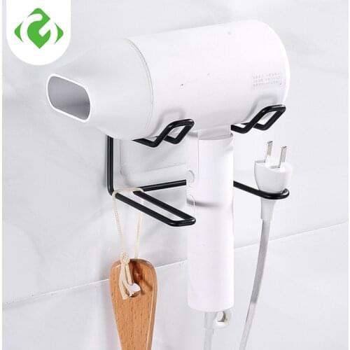1PC Hair Dryer Holder Blower Organizer Adhesive Wall Mounted Nail Free No Drilling Stainless Steel Stand For Bathroom GUANYAO