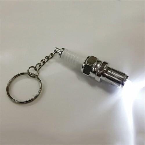 1pc Casual Fashion LED Light Key Chain Spark Plug Key Chain Keychain Car Parts Keyring keychain marvel drive safe key chain