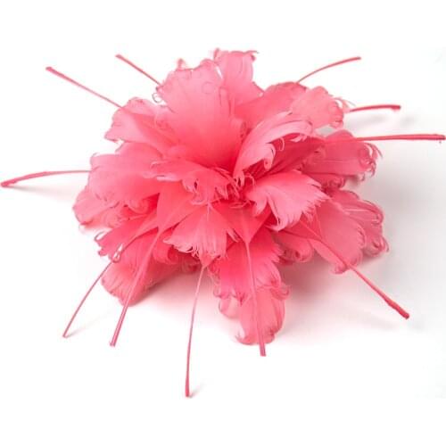 Beautiful Coral red Feathers Flower in Hair Decoration feathers DIY Wedding Party bride Craft Hat Head for Plumes 1pcs