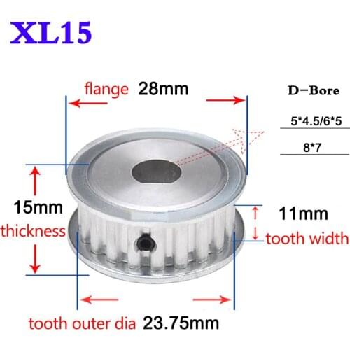 1Pcs XL15 Teeth 20 Teeth Synchronous Wheel Width 11mm D Bore Timing Belt Pulley