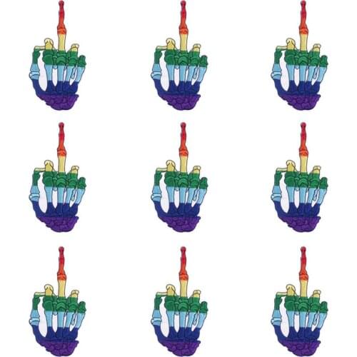 10Pcs/Set Punk Embroidered Patch For Clothing Iron On DIY Colorful Embroidery Patches For Clothes Appliques For T-shirt Badge