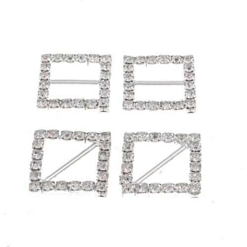 17mm Square Rhinestone Solid Brass Buckle DIY Metal Crystal Embellishment Ribbon Slider Accessories Decoration Craft for Bags
