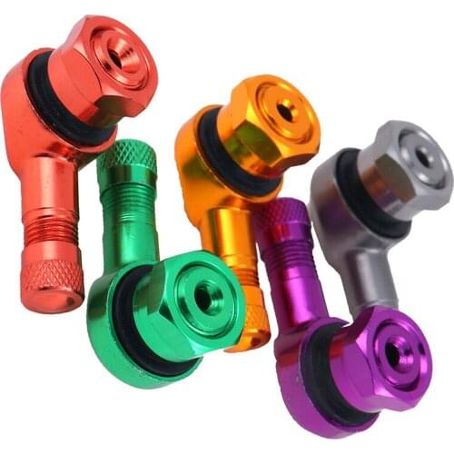2pcs 90 Degree Angle CNC Aluminum Valve Stem Motorcycle Wheel Tire Tubeless Valve Stems For 10mm 11.3mm Rim Wheel Parts