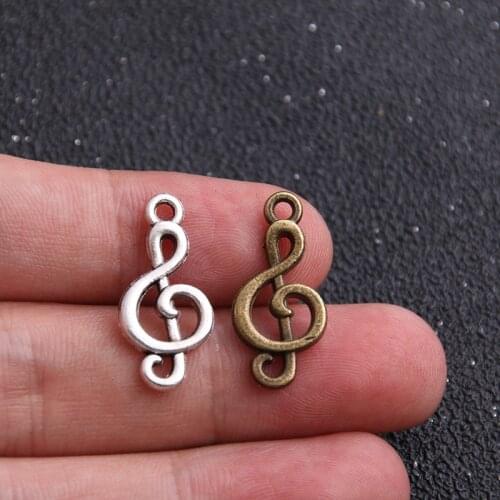 20pcs/lot Two Color Latest Design New Musical Note Charms Alloy Pendant Jewelry Findings 2*10*23mm