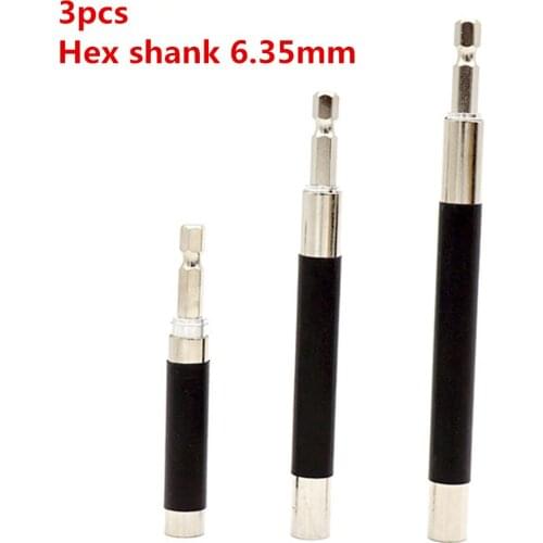 3pcs 80-120-140mm Telescopic Connecting Adapter Hexagonal Screw Handle Joint Sleeve Extension Connected Shank Rod
