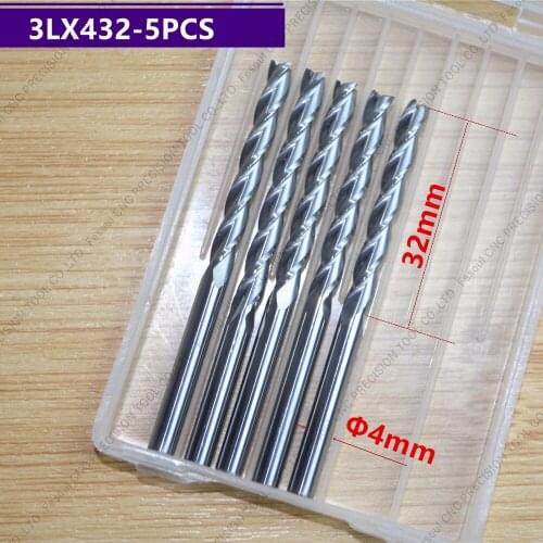4mm*32mm,5pcs,Free shipping 3 Flutes End Mill,CNC milling Cutter,Solid carbide woodworking router bit,PVC,MDF,Acrylic,wood