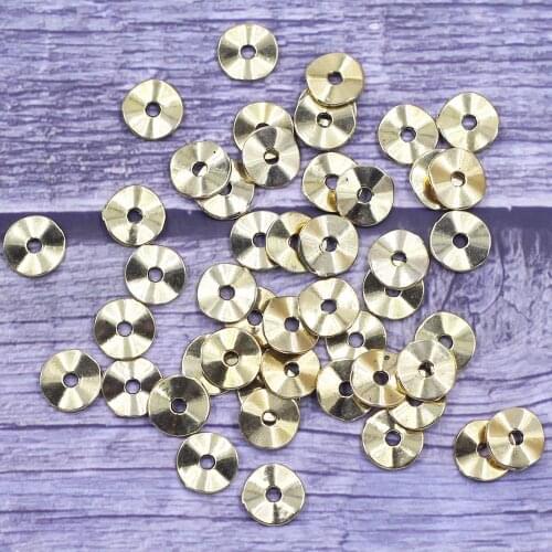50Pcs Antique Gold Tone Spacer Beads Wave Tortuose Ring Earrings Round Metal Charms Jewelry DIY Findings 9mm