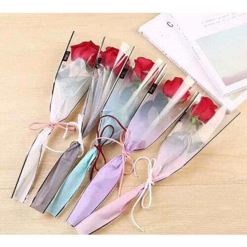 50pcs High Grade Wrapping Transparency Gift Packaging Poly Bag for Rose Flower Floral Packaging Materials Accessory