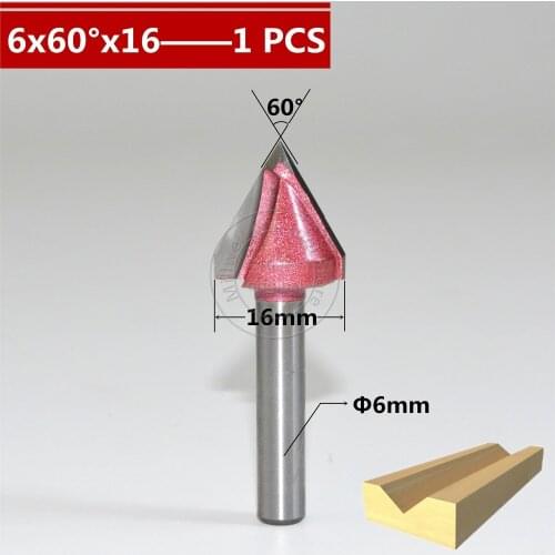 6mm*60degree*16mm,CNC Tungsten steel 3D V bit,CNC machine tool,PVC,MDF,Acrylic,Carbide end mill,woodworking insert router bit