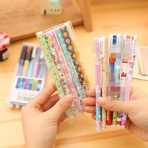 6pcs/lot Color Pen Green Plants Sakura Gel Pen Signature Pen Escolar Papelaria School Office Supply Promotional Gift