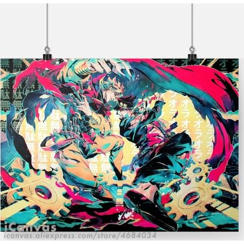 Jotaro Kujo vs DIO JoJos Bizarre Anime Decoration Prints Home Decor Canvas Dorm Living Room Bedroom Painting Wall Art Poster