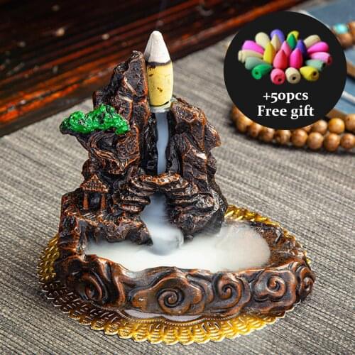 Handicraft Back Flow Incense Burner Waterfall Incense Holder Aromatherapy Stove Ornament For Home Room Decor Best Christmas Gift