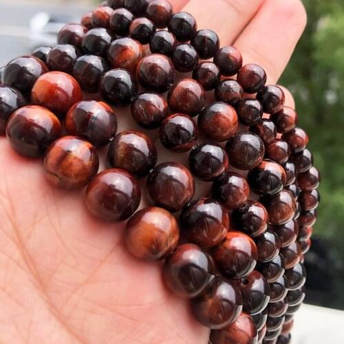 4-12mm Natural Gem Hight Quality Red Tiger Eye Stone Beads Round Loose Spacer Beads For Jewelry Making DIY Bracelet Supplies 15"