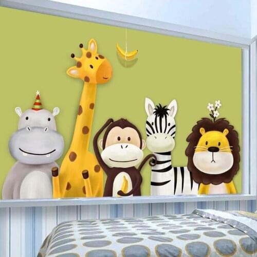 Custom Mural Wallpaper Childrens Room Bedroom Cartoon Theme Animals Painted Background Pictures Wall Decor Kids Wallpaper Roll
