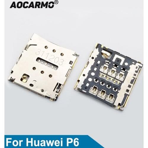 Aocarmo For Huawei P6 SIM card Socket Reader Holder Slot Sim Card Tray Socket Reader Repair Part