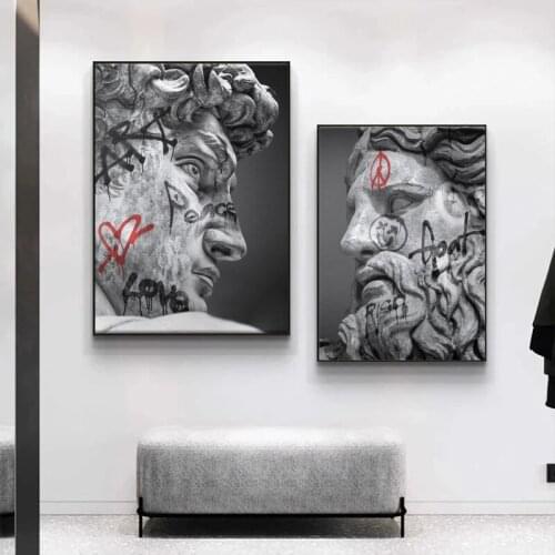 Greek Statue Plaster Sculpture Artwork David Figure Canvas Painting Poster Print Wall Art Picture Living Room Home Decor Cuadros