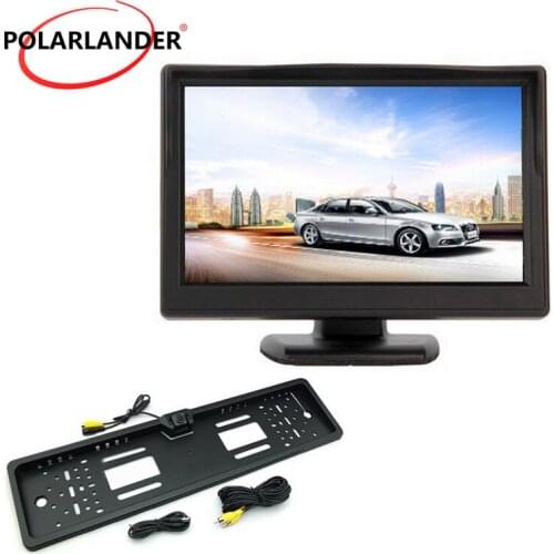 HD Desktop Parking Monitor 5 Inch TFT Silver/Black European License Plate LED Wireless Transmitter Reversing Camera Car Monitor