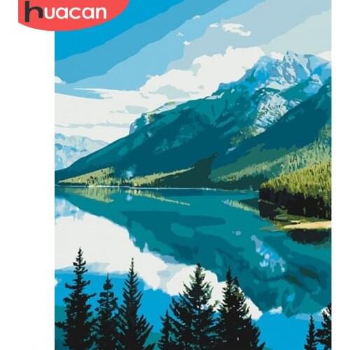 HUACAN Paint By Number Mountain Drawing On Canvas HandPainted Painting Art Gift DIY Pictures By Number Lake Kits Home Decor