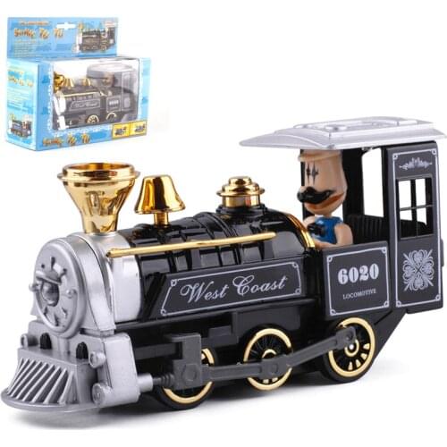 Toy Classic Train Alloy Metal Vehicle with Voice Light Color Box Packing Pull back