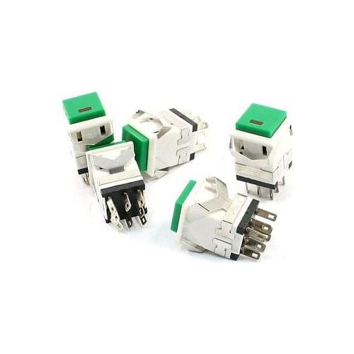 Panel Mount Momentary DPDT 8 Pin Red Light Green Push Button Switch