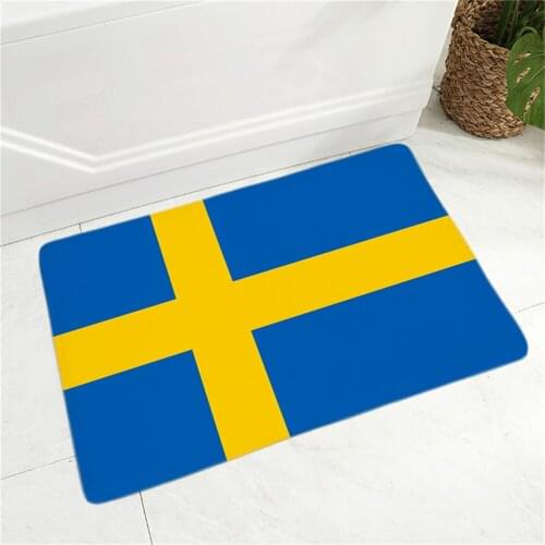 CLOOCL Swedish Flag Doormat 3D Print National Flags Indoor Hallway Mats Non Slip Door Floor Mats Decor Porch Doormats