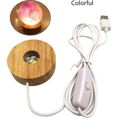 Round Wooden 3D Night Light Base Holder LED Display Stand for Crystals Glass Ball Illumination Lighting Accessories