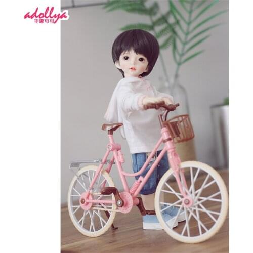 Adollya Doll Bike Dolls Bicycle Props Pink Beige Brown Three Color Matching Doll Bicycle Accessories With Basket Childs Gift