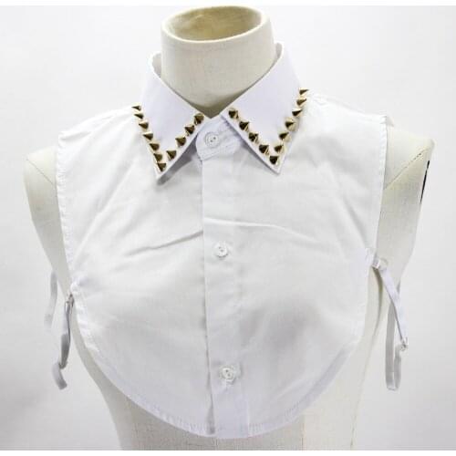 Linbaiway Female Lapel White Rivet Fake Collar for Women Detachable Collar Removable Half Shirt False Collar Faux Col Decorative