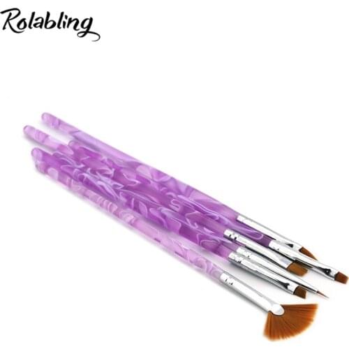 Rolabling 6pcs/set Nail Art Brush Kit Liner Flower Drawing Painting Pen Gradient Brush Tips Tools Set UV Gel Nail Gel Brush