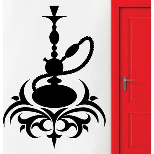 Smoking Wall Sticker Hookah Arabic Cafe Culture Smoke Shisha Home Furnishing Decorative Vinyl Self-adhesive Wall Decal Z389