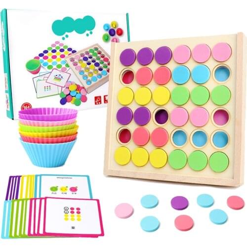 New Kids Games Board Puzzle Toys Montessori Color Sorting Matching Cards Early Educational Wooden Toys Game Gifts for Children