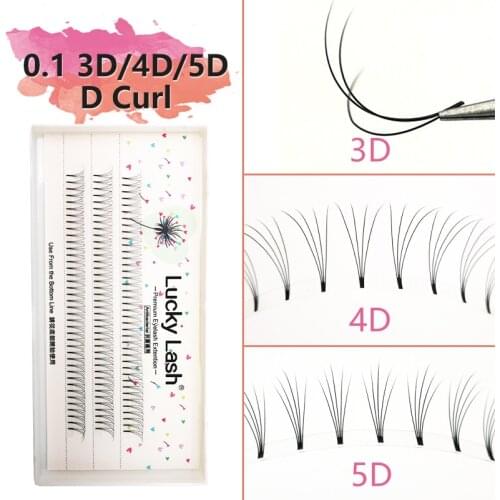 Lucky Lash 0.10 C/D curl Premade Fans Eyelash Black, Individual Wide Fans Eyelash Volume Soft,Blooming Fans Eye Lash Extension