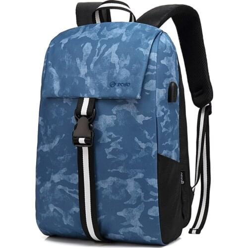 Men Laptop Backpack Made by POSO Black/Blue/Gray PS-613 Notebook Computer Bag 15.6 Inch USB Charging School Bag for Teenage Boys