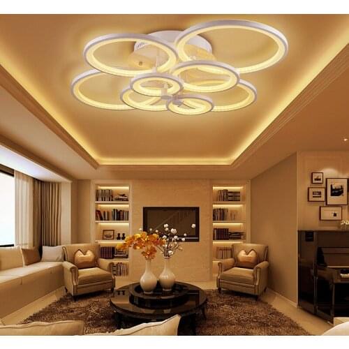Salon Home Deco Round Lighting Large Led Ring Hanging Ceiling Light Lamp Dimmable Remote Control For Drawing Living Bed Room
