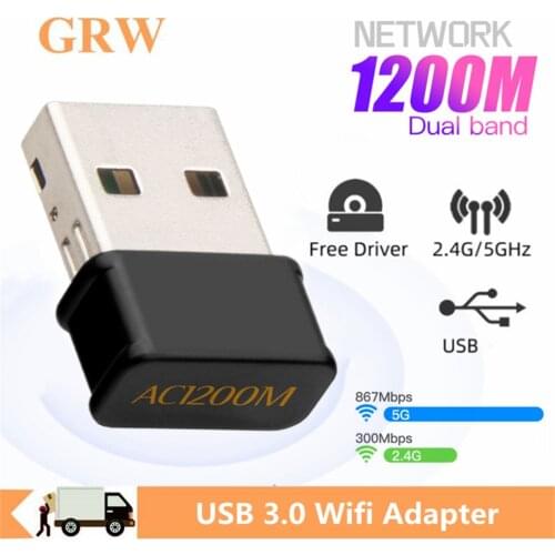 Grwibeou USB 3.0 Wifi Adapter 2.4G 5G 1200Mbps Wifi USB Ethernet Network Card Dual Band Wireless Wifi Dongle Receiver
