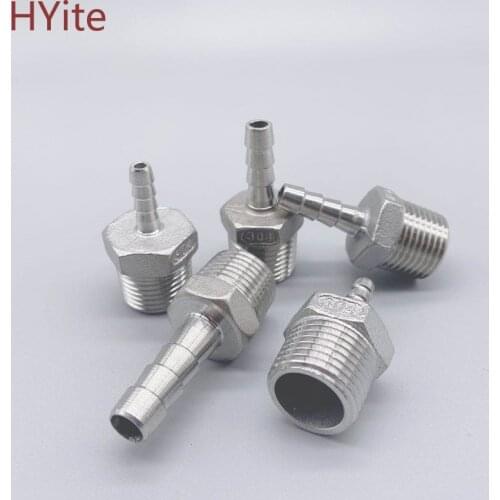 1/8" 1/4" 3/8" 1/2" BSP Male Thread Pipe Fitting x 6 8 10 12 mm OD Barb Hose Tail Reducer Fitting Multi Size Stainless Steel 304