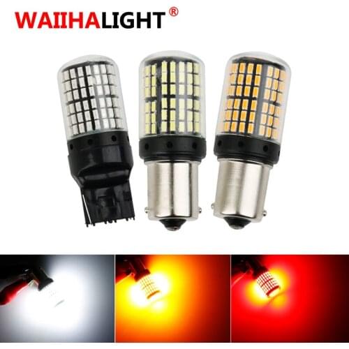 1pcs 1156 BA15S P21W BAU15S PY21W T20 7440 W21W LED Bulbs 144 Smd Led CanBus No Error Lamp For Turn Signal Light No Flash 12-24V