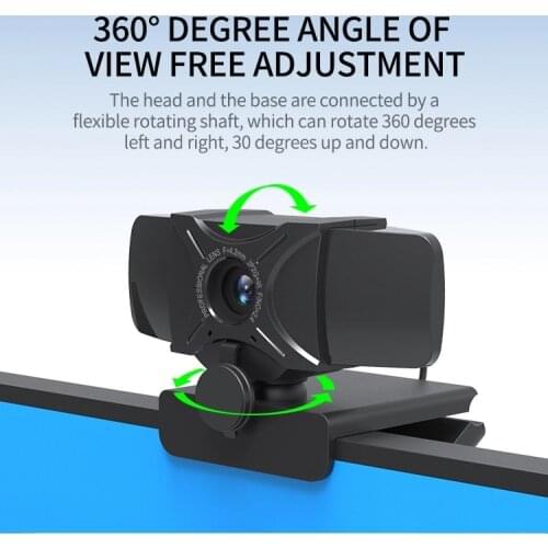 T12s USB 2.0 Camera 1080P HD Camera Video Record 360 Degree Rotation Webcam With Lens Cover For Computer For Laptop And Desktop