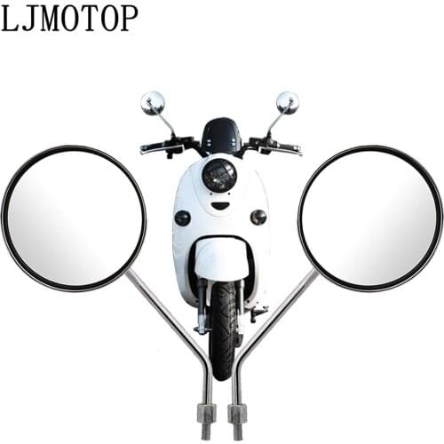 Free Shipping Motorcycle Round Back View Mirror Moped Side Mirror 8mm 10mm For Honda CBR250R VFR 1200 ST 1300 Black SpiRit