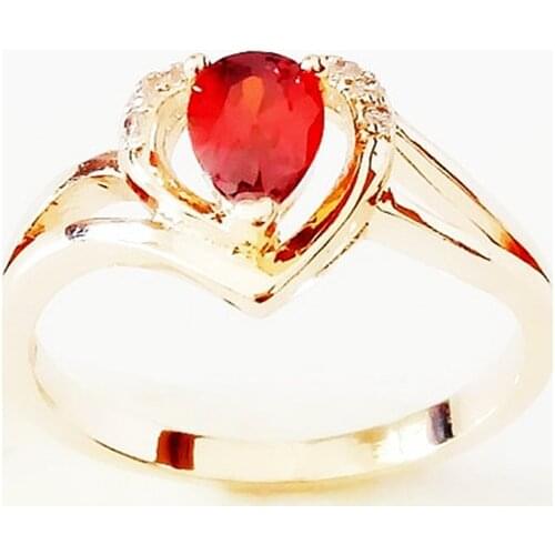 Women Ring 2021 Fashion Jewelry Heart Shape Red Cubic Zircon Stone Wedding Jewelry Birthday Gift