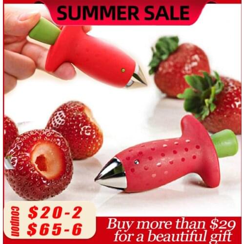 1PC Strawberry Huller Metal Plastic Fruit Remove Stalks Device Tomato Stalks Strawberry Knife Stem Remover Fruit Slicer