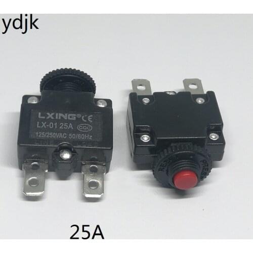 10PCS/LOT 25A Overload overcurrent protector 125VAC/250VAC 32VDC Circuit Breaker Overload Protector Switch Fuse