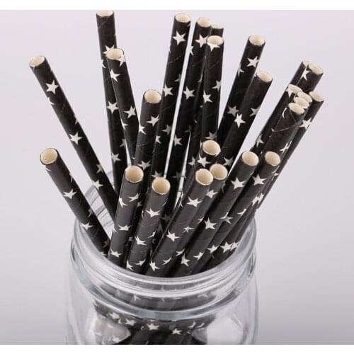 25pcs Colorful Stars Print Paper Straws Wedding Favors Drinking Straws Kids Birthday Party Decoration Party Supplies