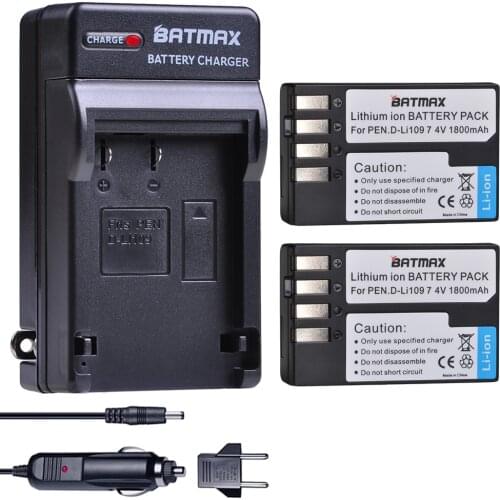 2X D-Li109 D Li109 DLi109 Battery + Charger for Pentax K-70 K70 K-50 K50 K-30 K30 K-S1 KS1 K-S2 KS2 K-r K-500 Digital Cameras