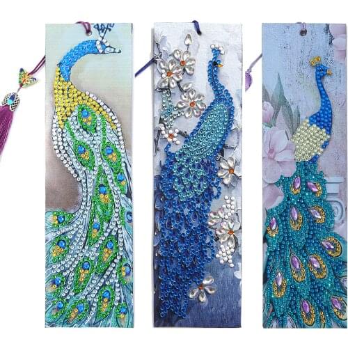 3PCS DIY 5D Diamond Painting Bookmark Diamond Art Bookmark Cross Stitch Embroidery Kit Paint by Number Kits for Adults Art Craft