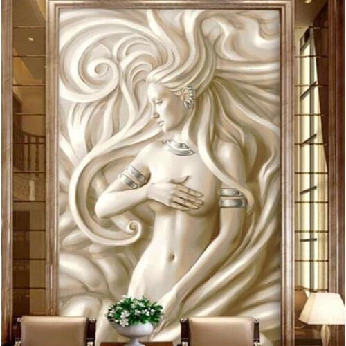 3D Embossed Photo Wallpaper Hallway Sex Girl Sculpture Mural European Living Room Hotel Hall Entrance Backdrop Wall Art Painting